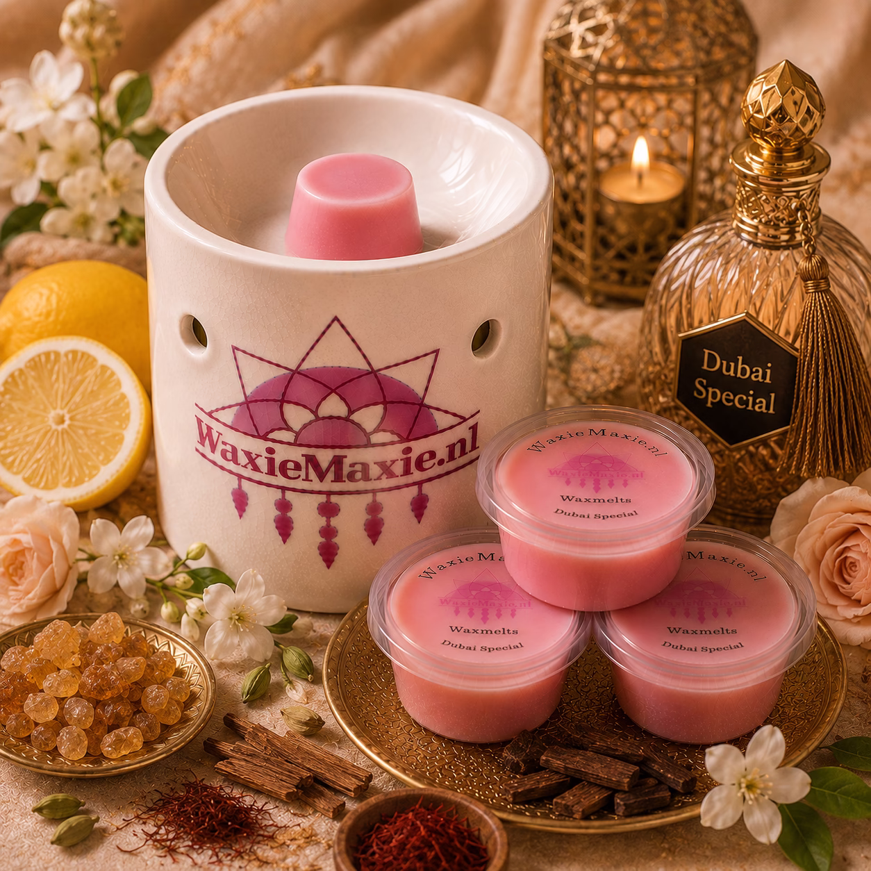 Waxmelts dubai special 1 Waxmelts Dubai Special van Waxiemaxie.nl is een uitgesproken geur met een warme, oosterse uitstraling. Deze geur is perfect voor
